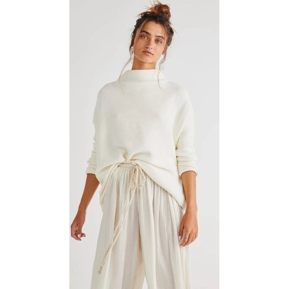 Free People Ribbed Ottoman Slouchy Tunic Sweater, Size Small, Color Cream| EUC - Picture 2 of 14